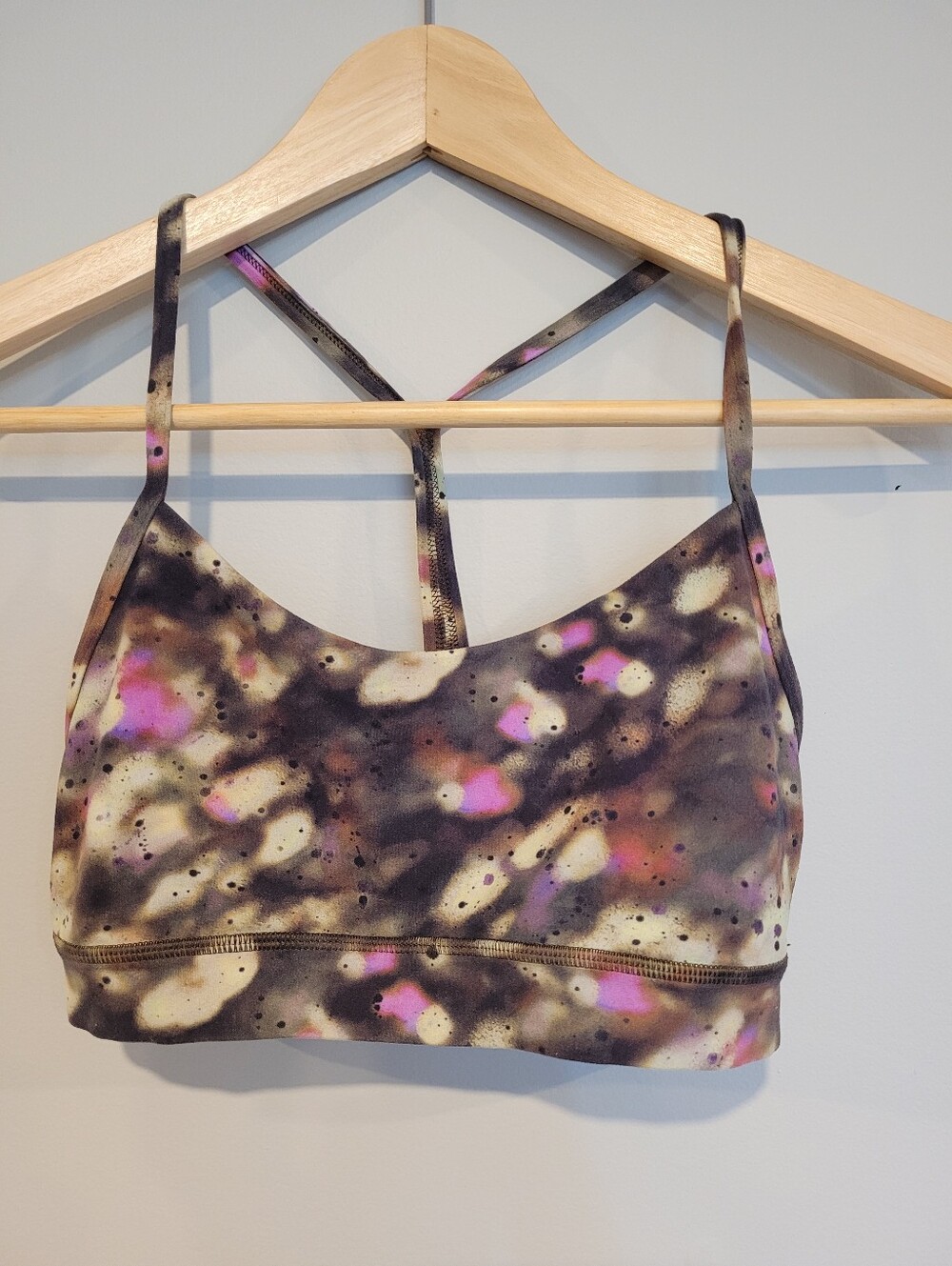 Lululemon Flow Y Bra Nulu Soft Focus Splatter Green Multi Size 4